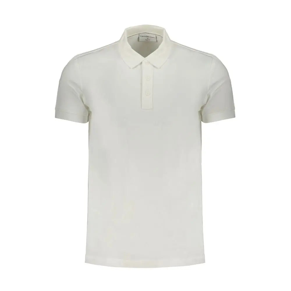 Chemise polo blanche pour homme calvin klein en coton avec col classique et patte de boutonnage courte