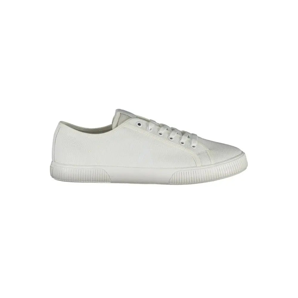 Baskets basses calvin klein en toile blanche pour homme avec lacets assortis et semelle en caoutchouc côtelée