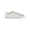 Baskets basses calvin klein en toile blanche pour homme avec lacets assortis et semelle en caoutchouc côtelée