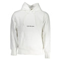 Sweatshirt calvin klein blanc en coton pour homme avec logo minimaliste noir sur la poitrine
