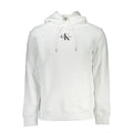 Calvin klein sweat à capuche blanc en coton pour homme avec logo noir sur la poitrine et cordons assortis