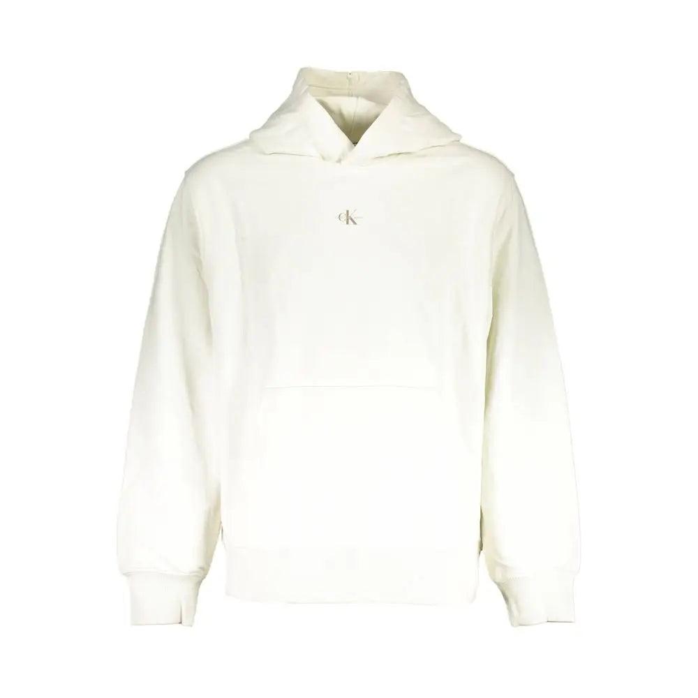 Sweatshirt calvin klein blanc en coton pour homme avec un logo brodé discret sur la poitrine