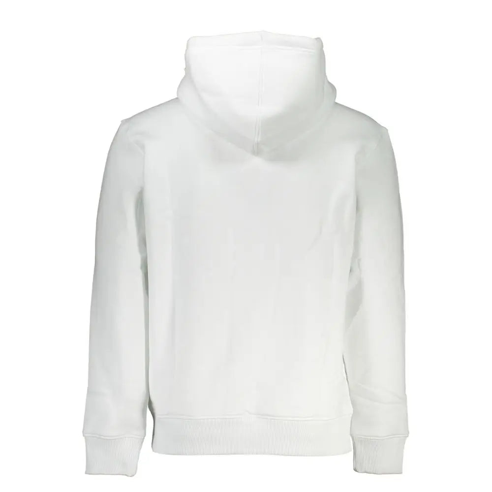 Sweatshirt blanc calvin klein en coton pour homme avec capuche et bords côtelés aux poignets et à l’ourlet