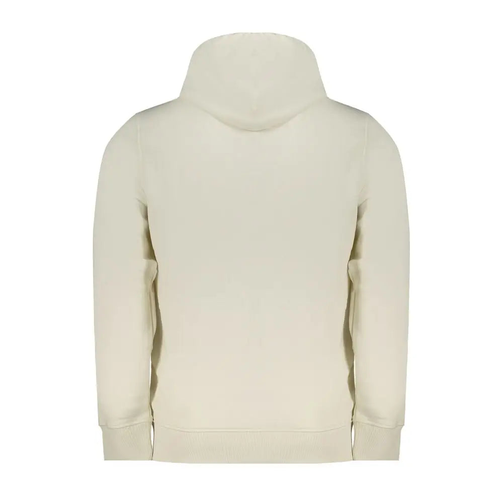 Sweat à capuche crème calvin klein pour homme en coton doux avec tissu texturé et poignets côtelés