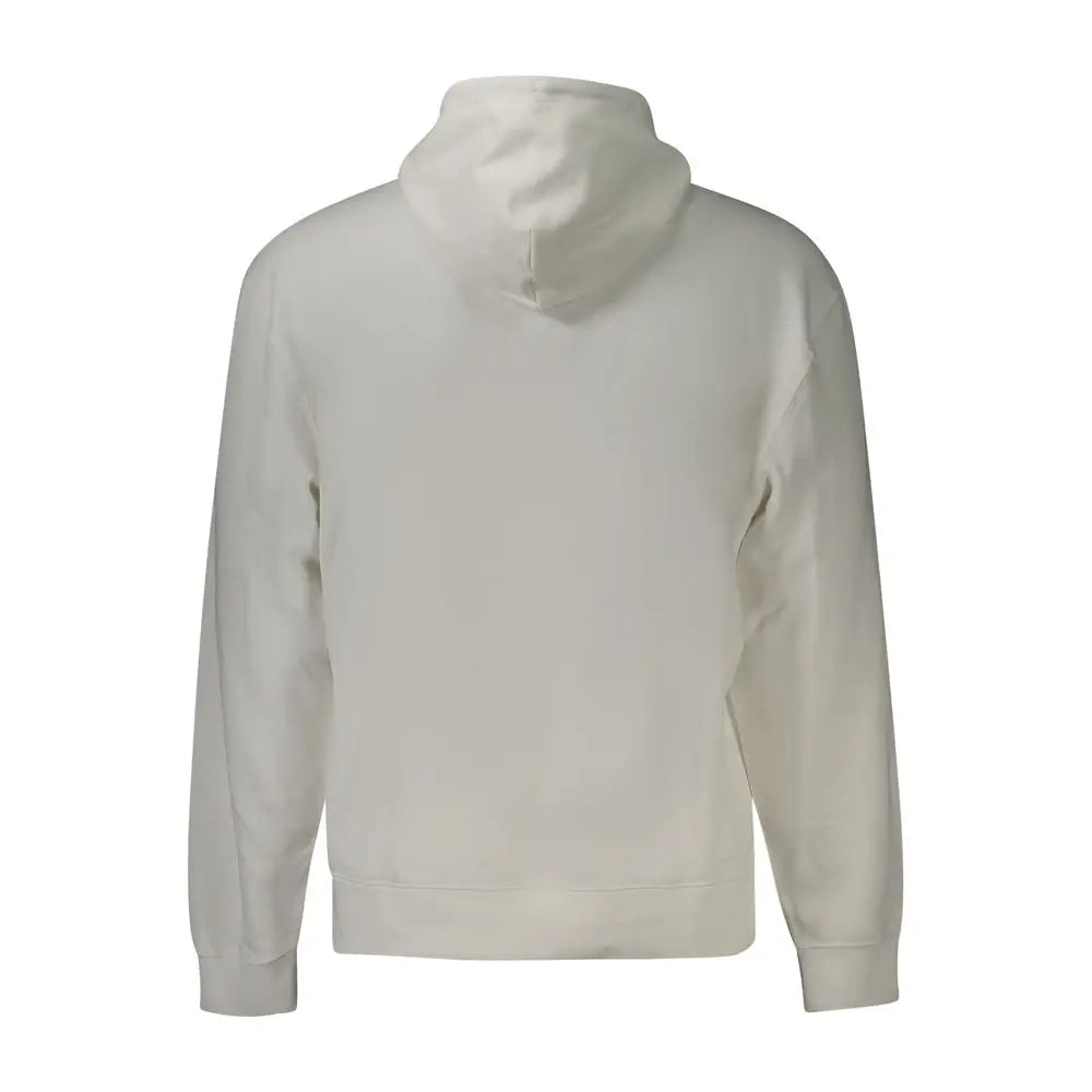 Calvin klein sweatshirt homme blanc en coton avec capuche, coupe décontractée et poignets côtelés