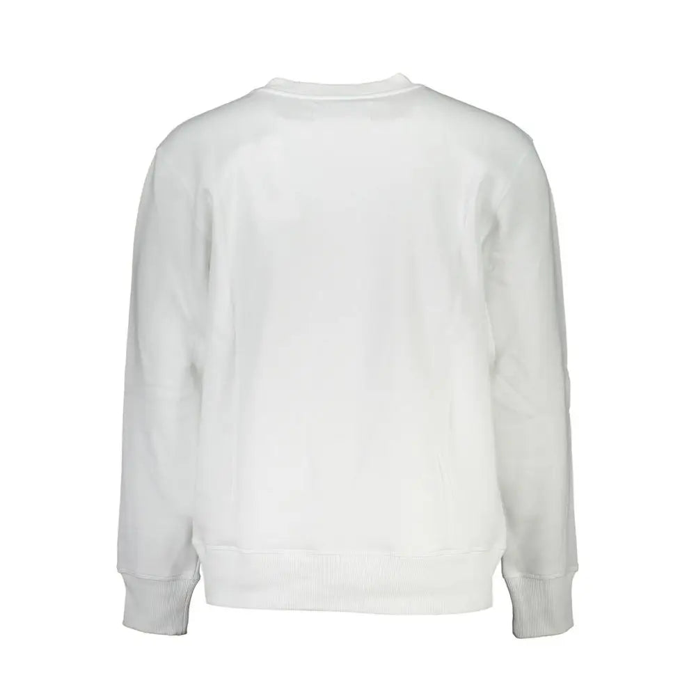 Sweatshirt calvin klein blanc en coton pour homme avec col rond et poignets et ourlet côtelés