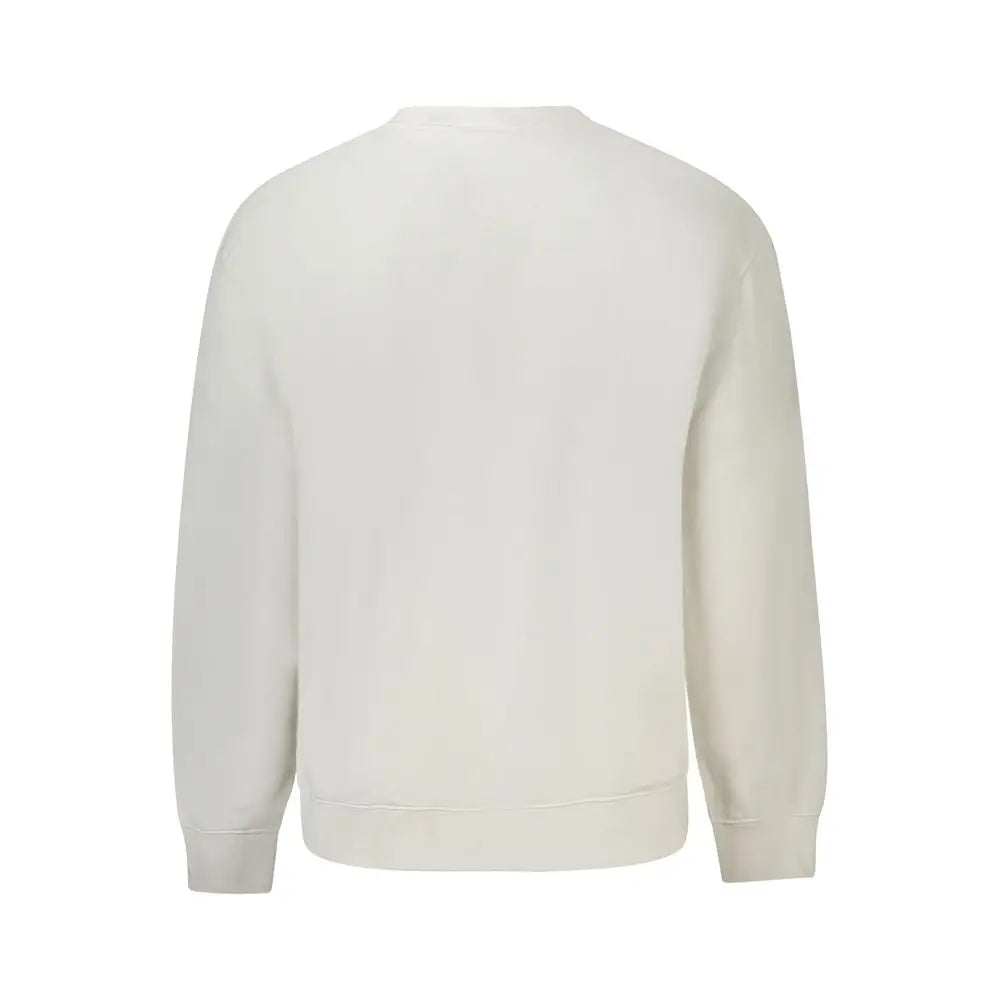 Sweatshirt calvin klein blanc pour homme en coton crème manches longues col rond finition douce et lisse