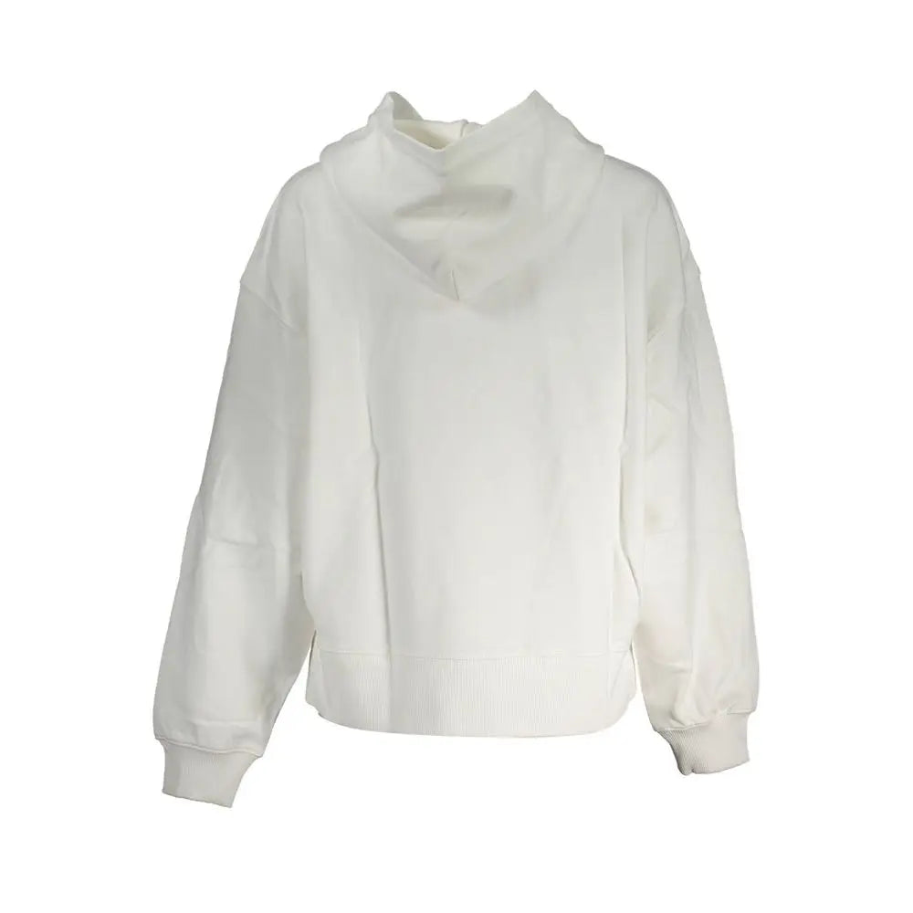 Calvin klein sweat femme blanc en coton avec coupe oversize détendue et poignets côtelés