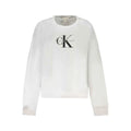 Sweatshirt femme calvin klein blanc en coton avec logo ck noir audacieux au centre de la poitrine
