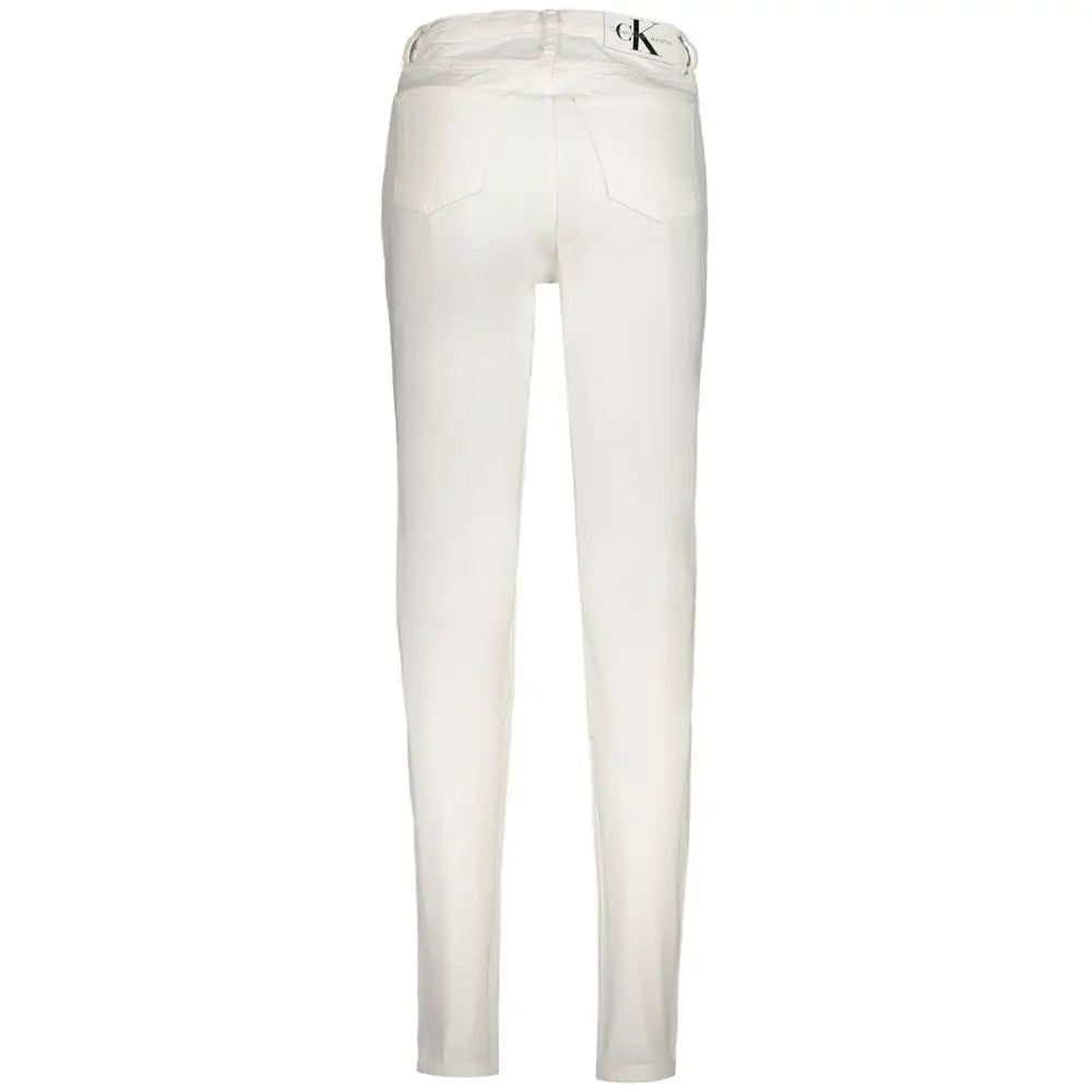 Jean blanc calvin klein femme en coton skinny avec design ajusté et coutures discrètes