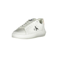 Baskets femmes calvin klein en cuir blanc avec design minimaliste et logo noir sur le côté