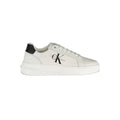 Sneaker femme calvin klein blanche en cuir avec logo noir et semelle épaisse en caoutchouc
