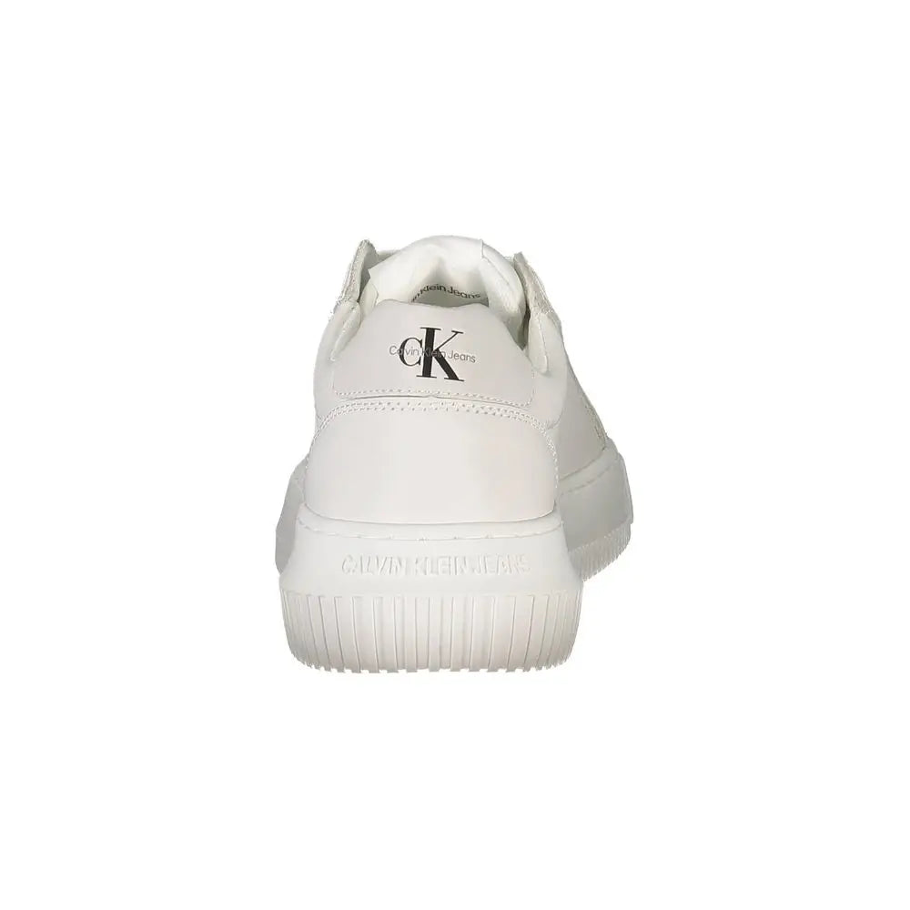 Sneaker femme calvin klein blanche en polyester avec design minimaliste et semelle en caoutchouc texturée