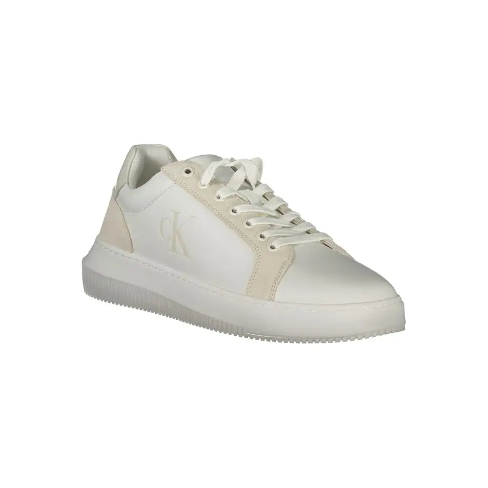 Sneaker calvin klein blanc et crème en polyuréthane pour homme avec design minimaliste et bas profil