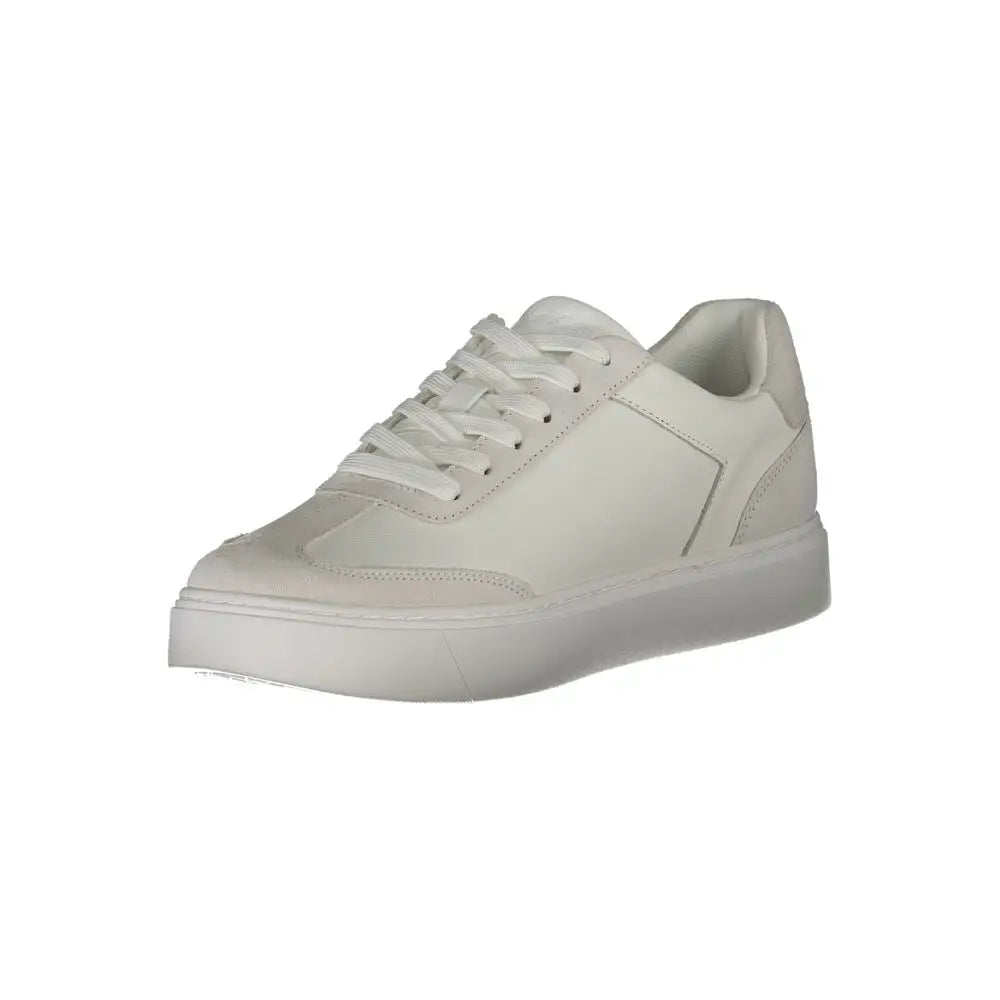Sneaker homme calvin klein en polyuréthane blanc avec design minimaliste et lacets assortis en cuir bas