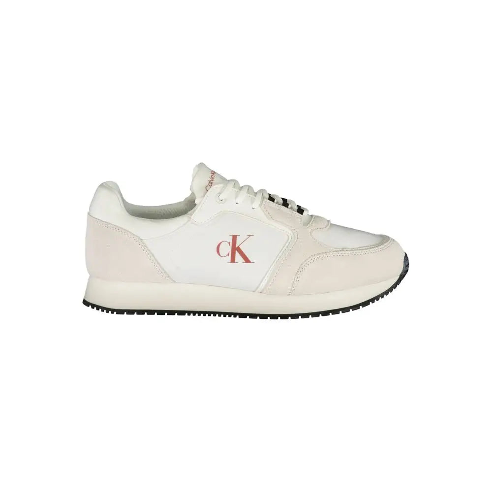 Sneaker calvin klein blanche en polyuréthane avec logo rose discret et semelle en caoutchouc noir pour homme