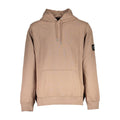 Sweat-shirt marron en coton pour homme de la marque Calvin Klein, vue de face avec col rond et logo discret.