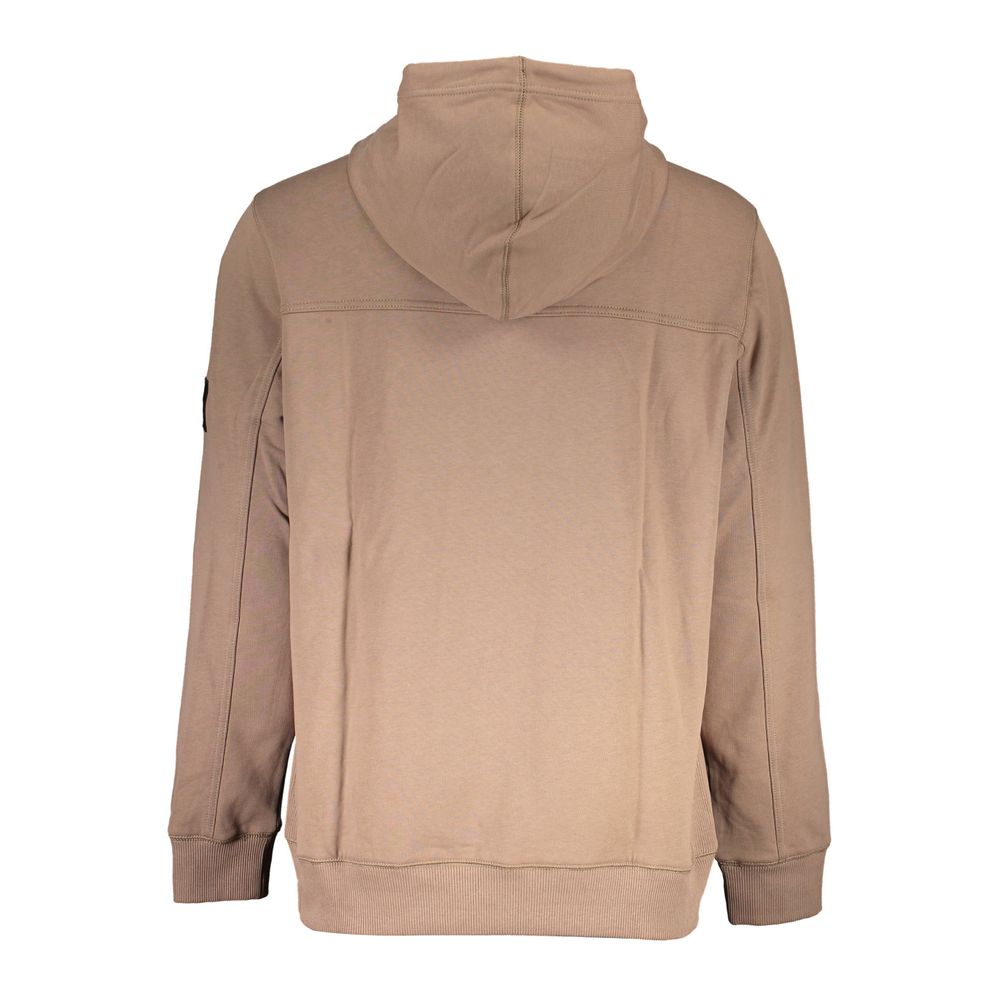 Sweat-shirt marron en coton pour homme de la marque Calvin Klein, confortable et décontracté, visible en gros plan.
