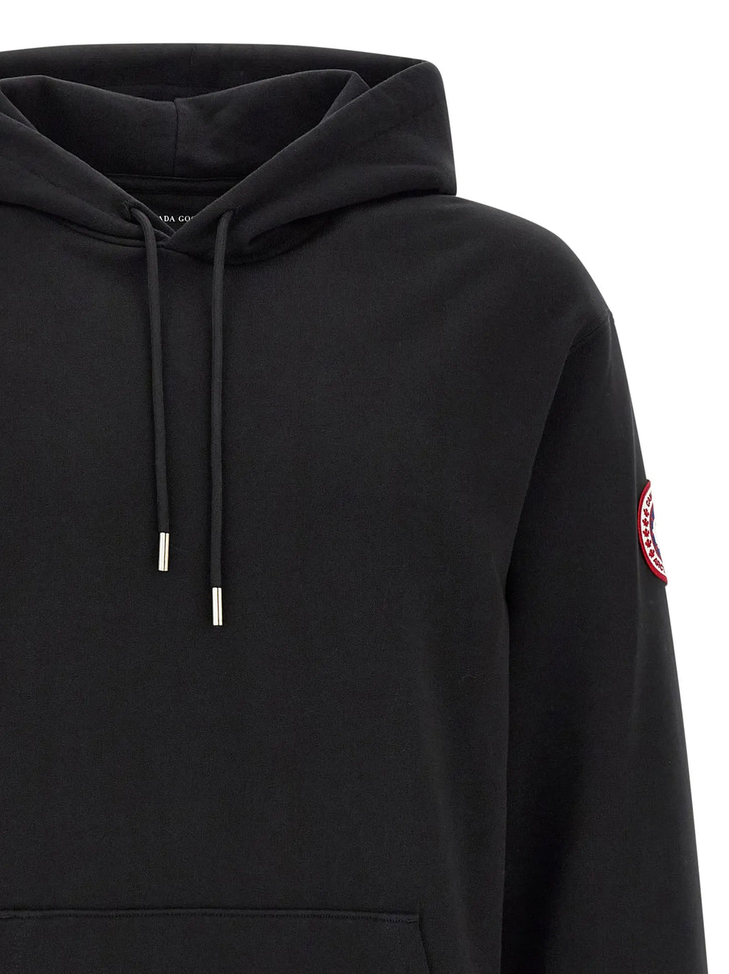 Sweatshirt canada goose noir en coton avec un patch logo rouge et blanc sur la manche