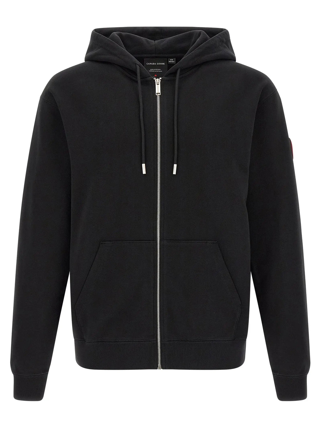 Canada Goose black cotton sweatshirt zip-up hoodie with soft fleece exterior silver zipper and two front pockets