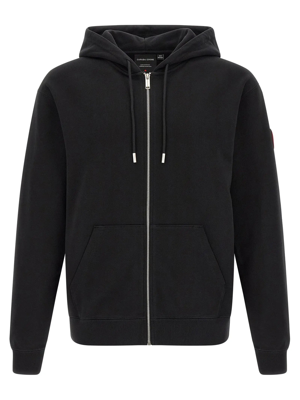 Canada Goose black cotton sweatshirt zip-up hoodie with soft fleece exterior silver zipper and two front pockets