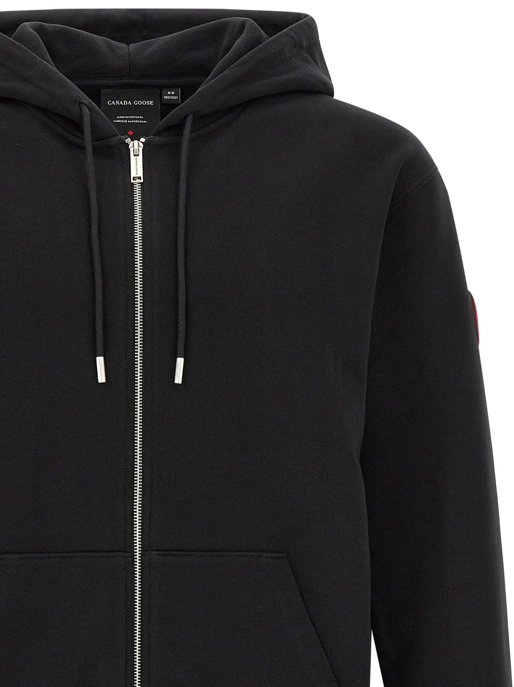 Sweatshirt canada goose noir en coton avec fermeture éclair argentée et cordons assortis