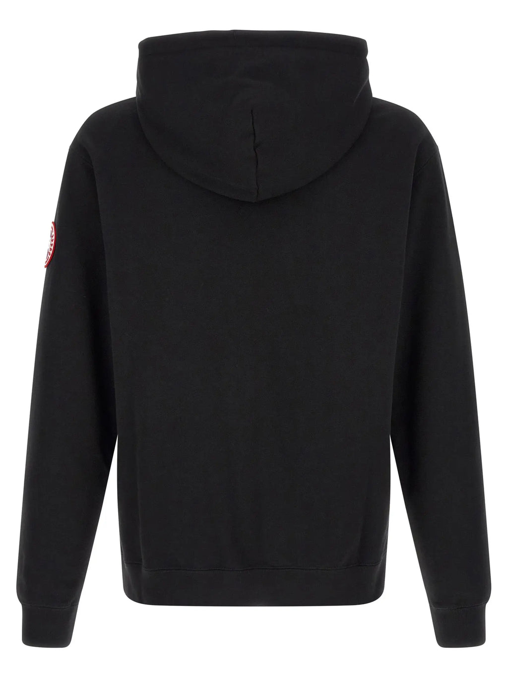 Sweatshirt canada goose noir en coton avec logo circulaire rouge sur la manche gauche