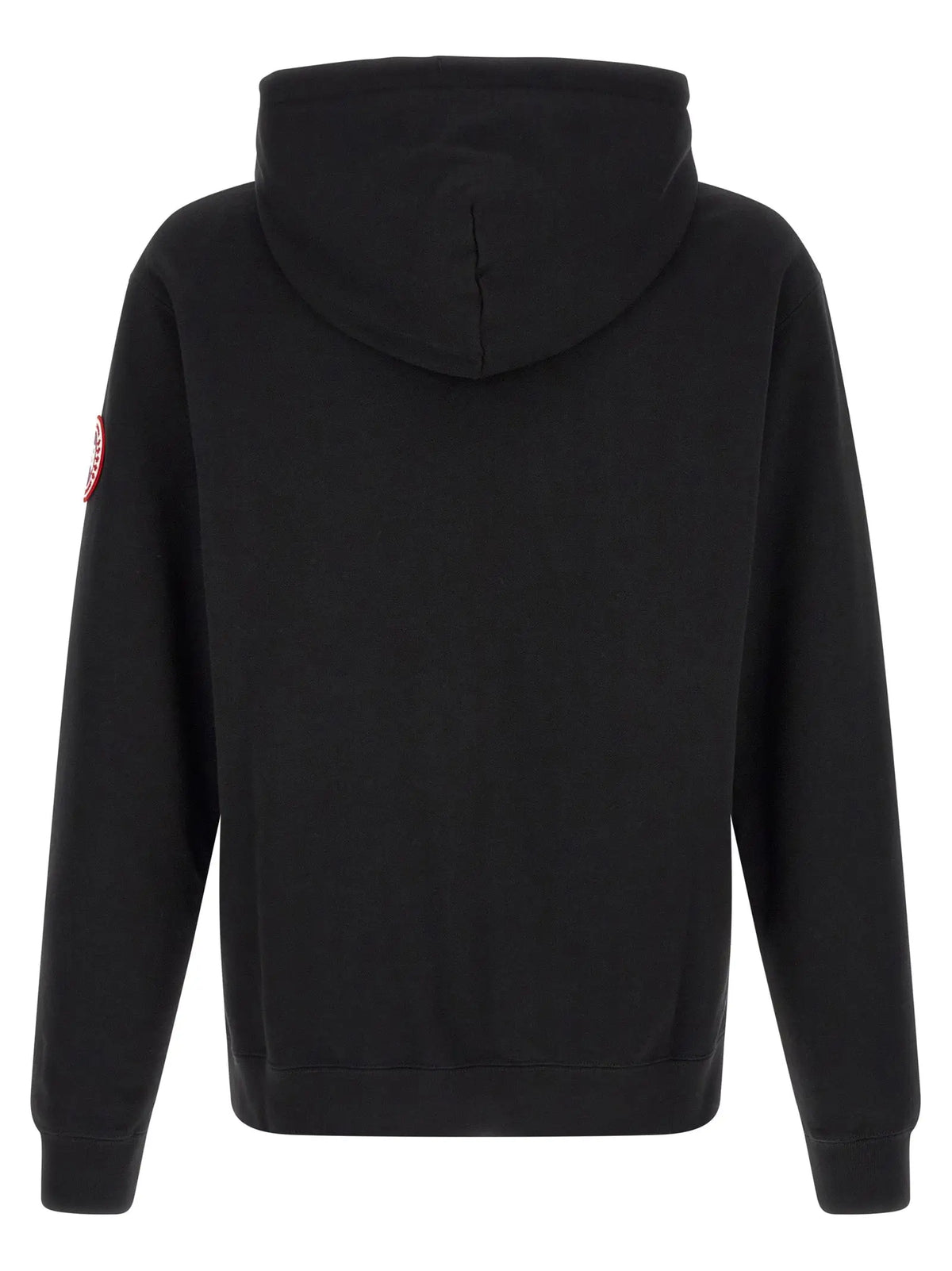 Sweatshirt canada goose noir en coton avec logo circulaire rouge sur la manche gauche