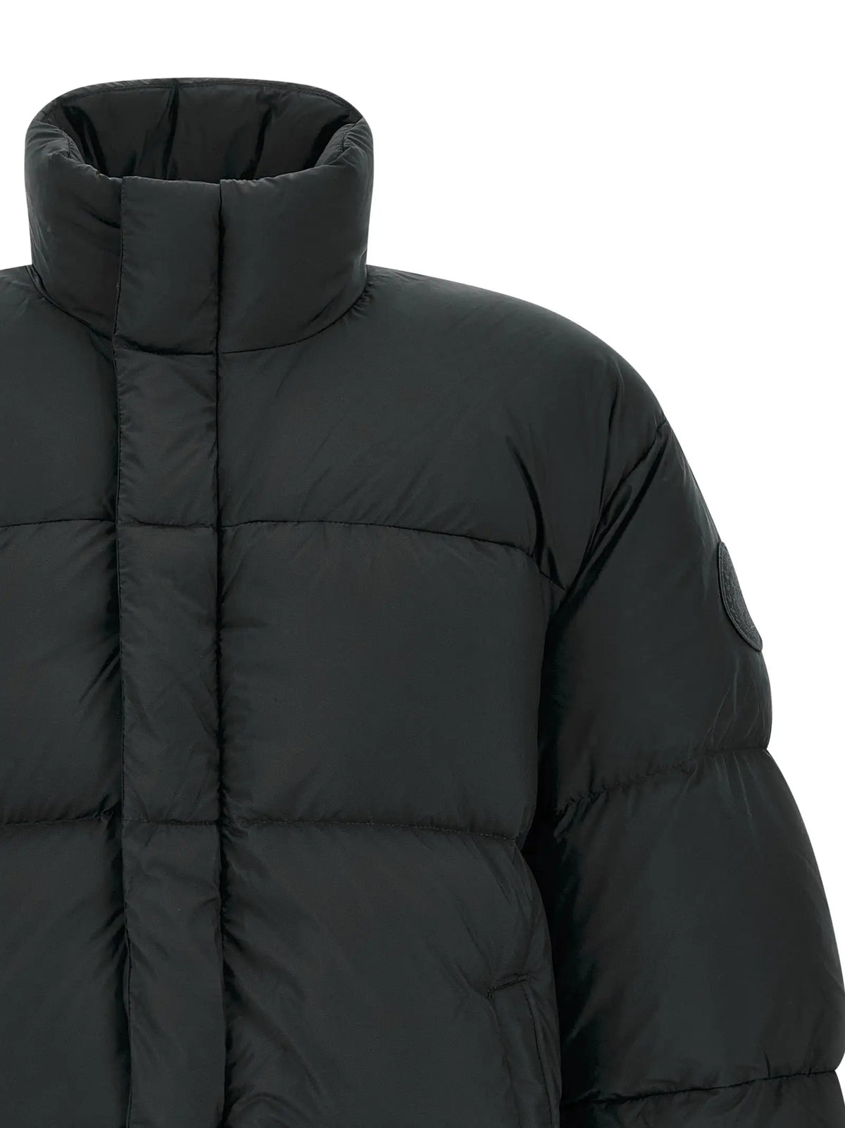 Veste longue canada goose noire en polyamide avec col montant et design matelassé en duvet