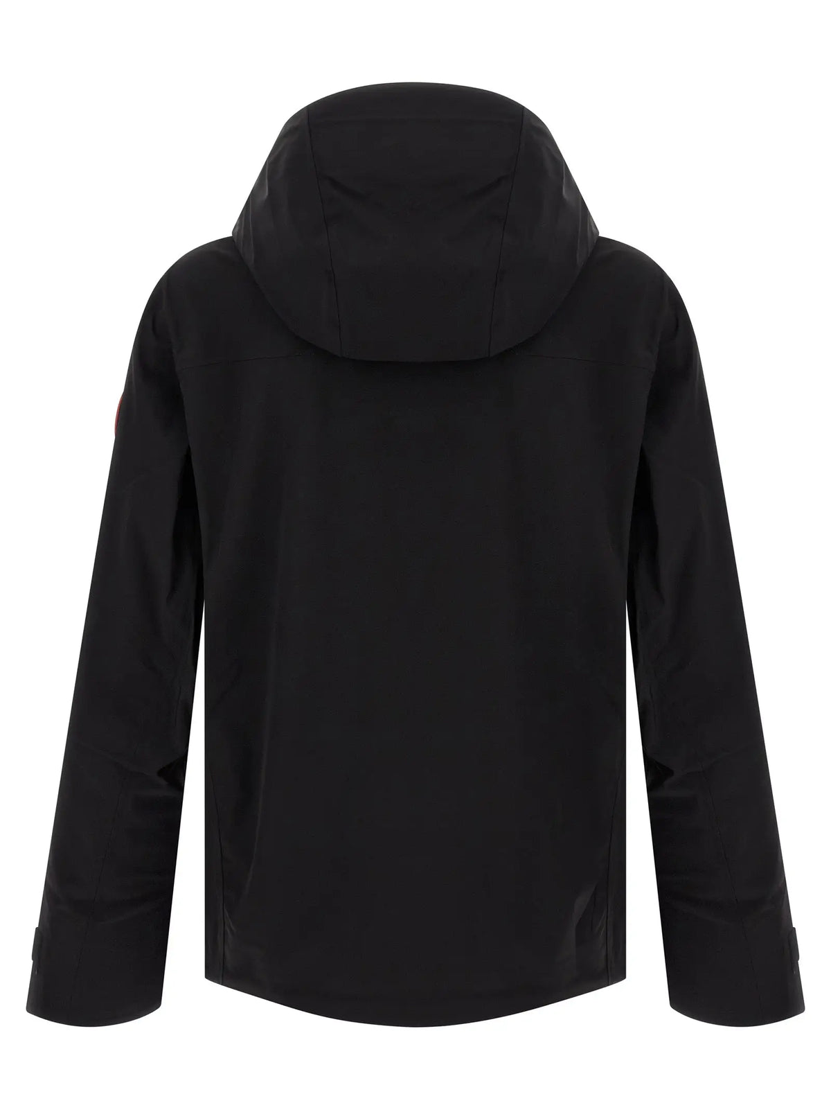 Veste canada goose noire en coquille polyamide avec capuche design moderne et tissu lisse