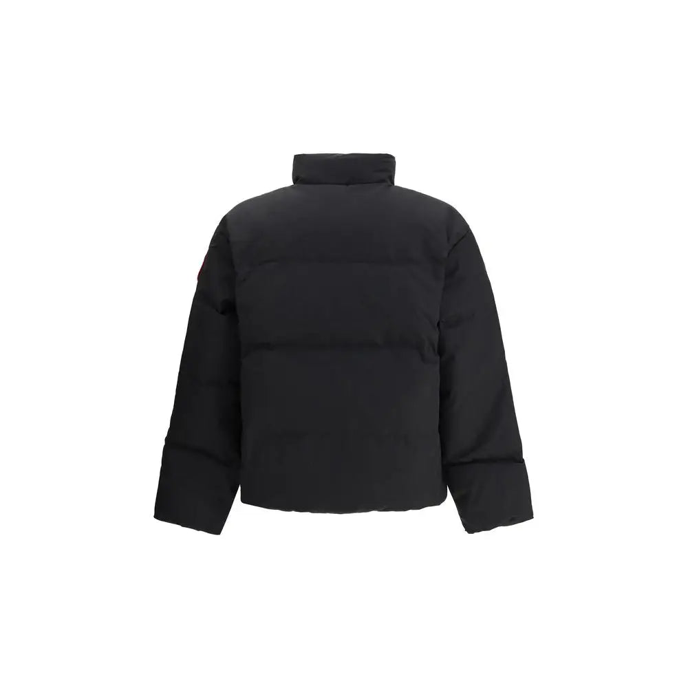 Parka canada goose noire en polyester avec col montant et design matelassé