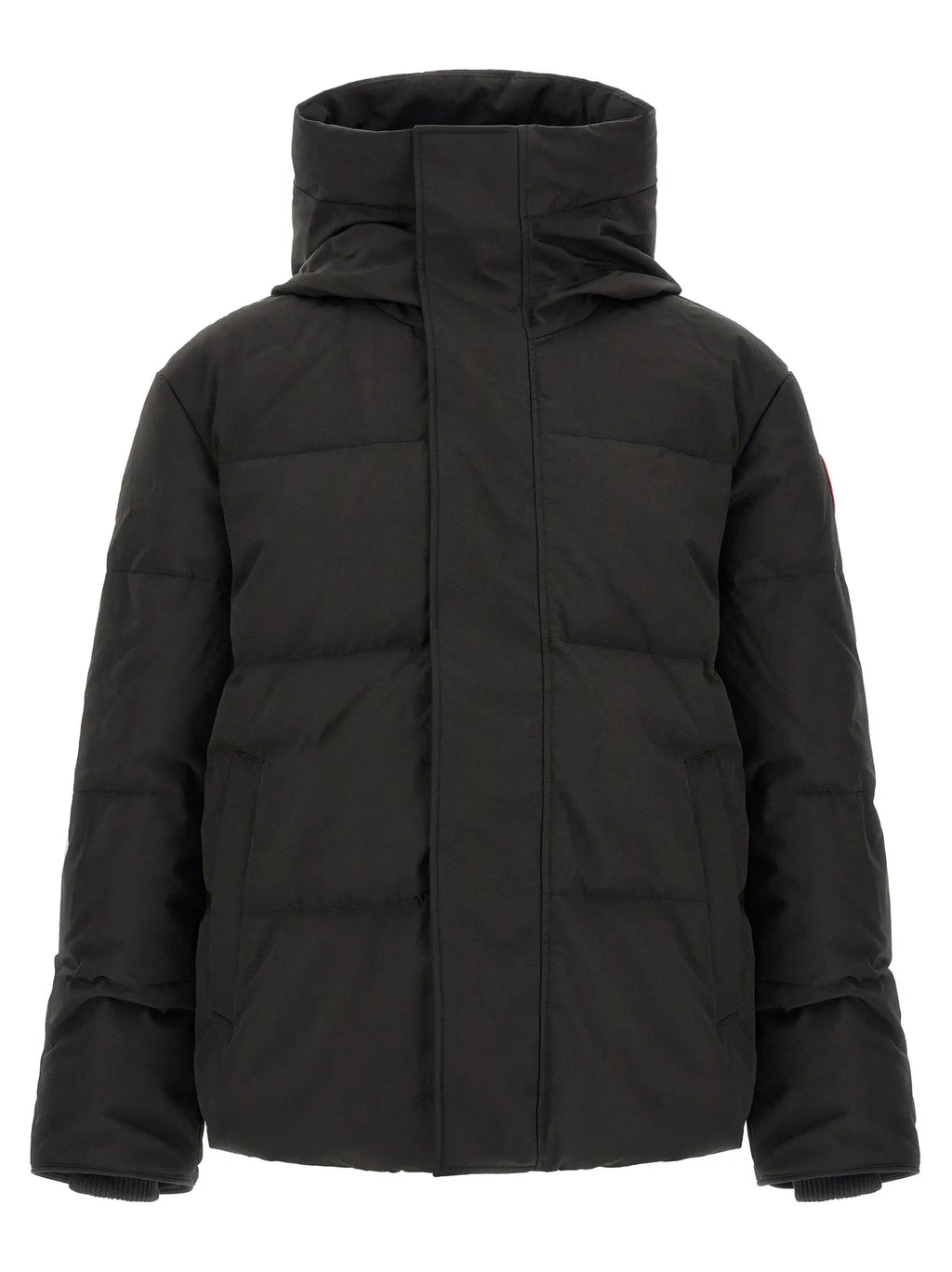 Parka canada goose noire en polyester avec col montant et design matelassé type doudoune