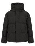 Parka canada goose noire en polyester avec col montant et design matelassé type doudoune