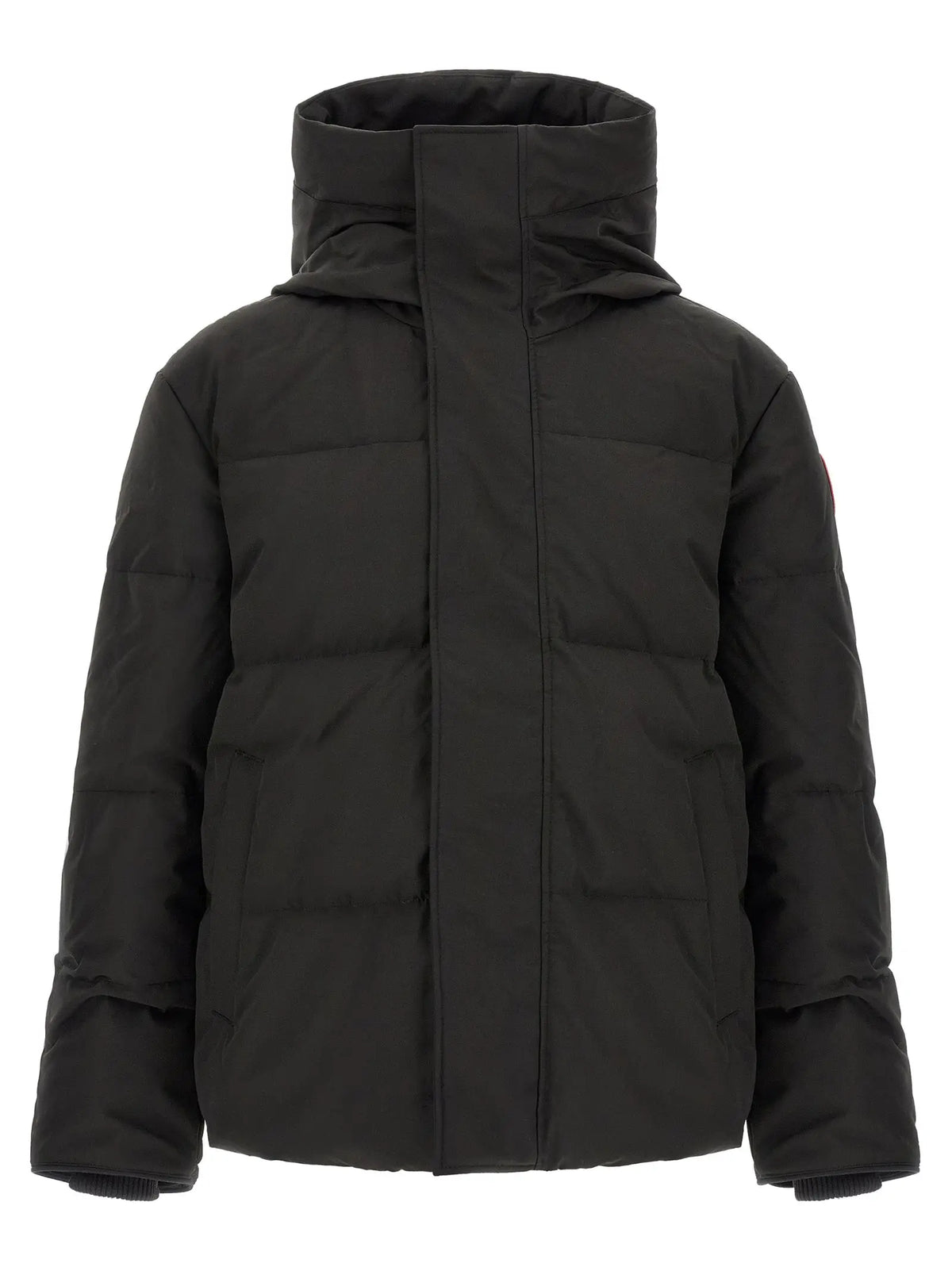 Parka canada goose noire en polyester avec col montant et design matelassé type doudoune