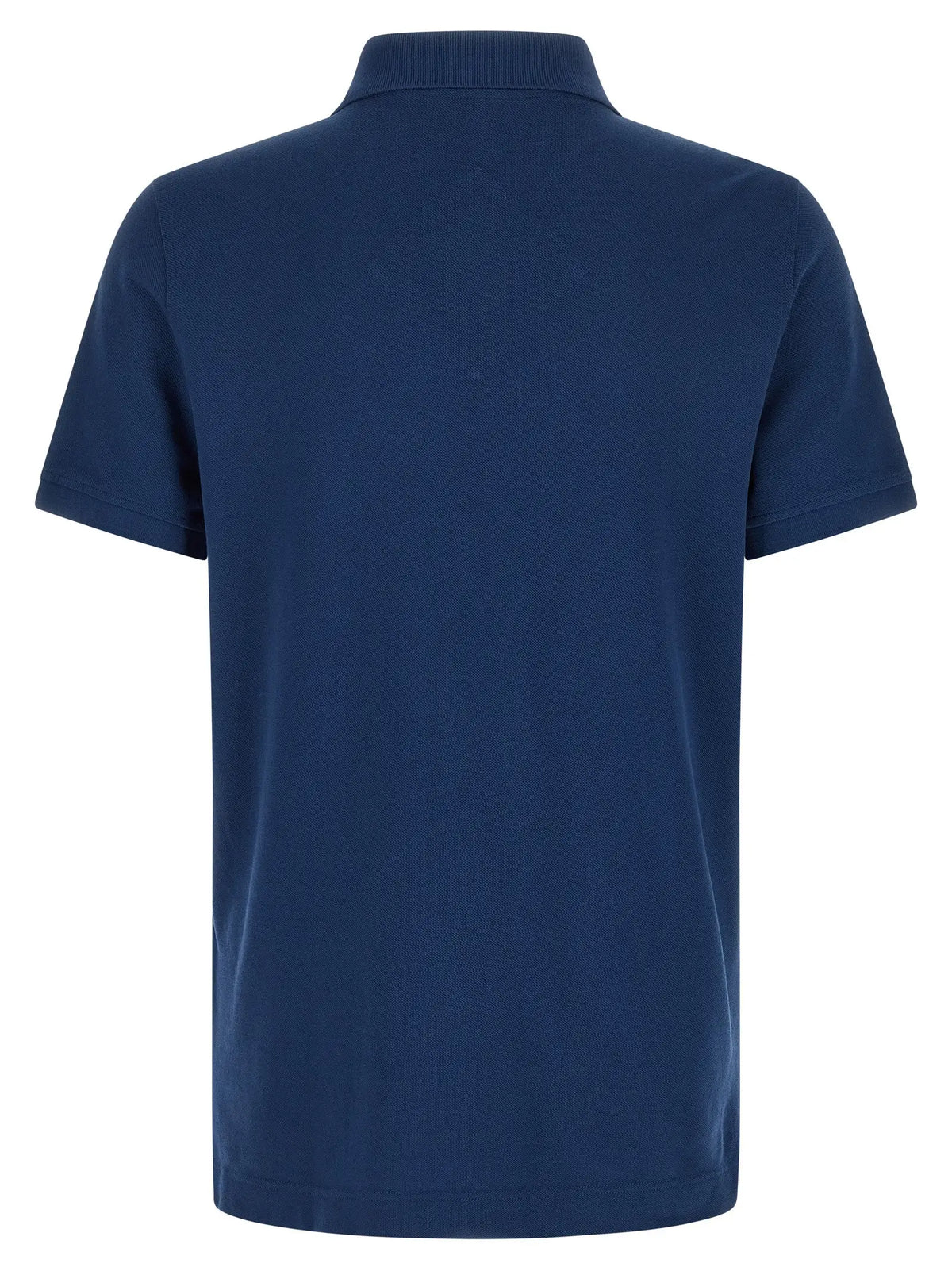 Navy blue short-sleeved cotton polo shirt with ribbed collar and smooth texture by canada goose