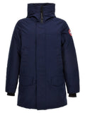 Parka canada goose bleue en polyester avec col haut et deux poches avant en bleu marine