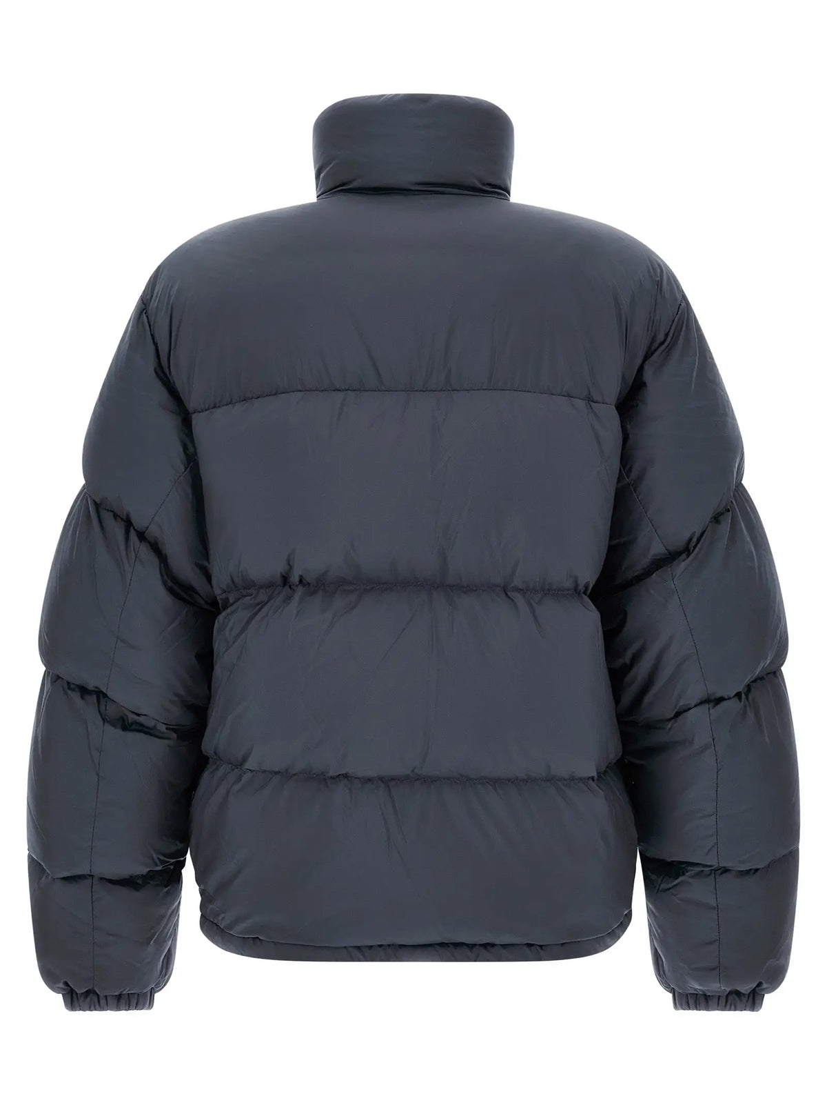Veste longue canada goose gris en polyamide avec col montant et matelassage horizontal style doudoune