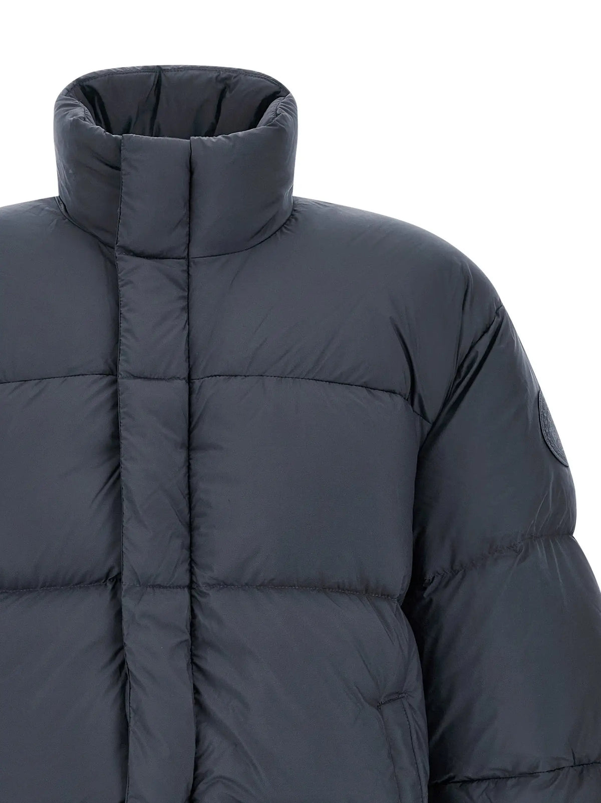 Veste matelassée grise canada goose en polyamide avec col haut et coutures discrètes pleine longueur