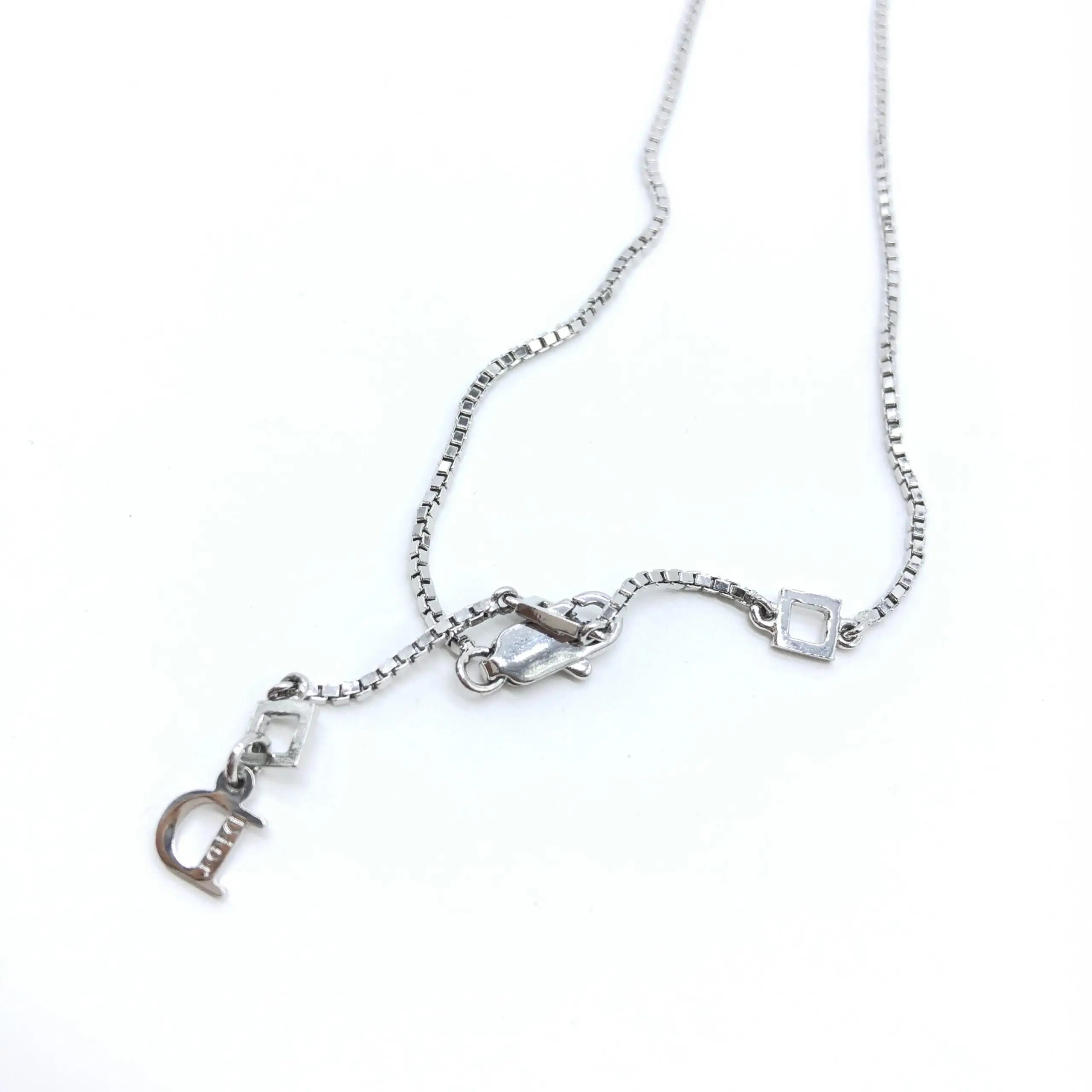 Collier christian dior en argent sterling 925 avec chaîne box et pendentif d art déco antique