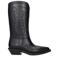 Bottes christian dior paris noires en coton avec motifs ailes en relief et talon bloc bas style cowboy