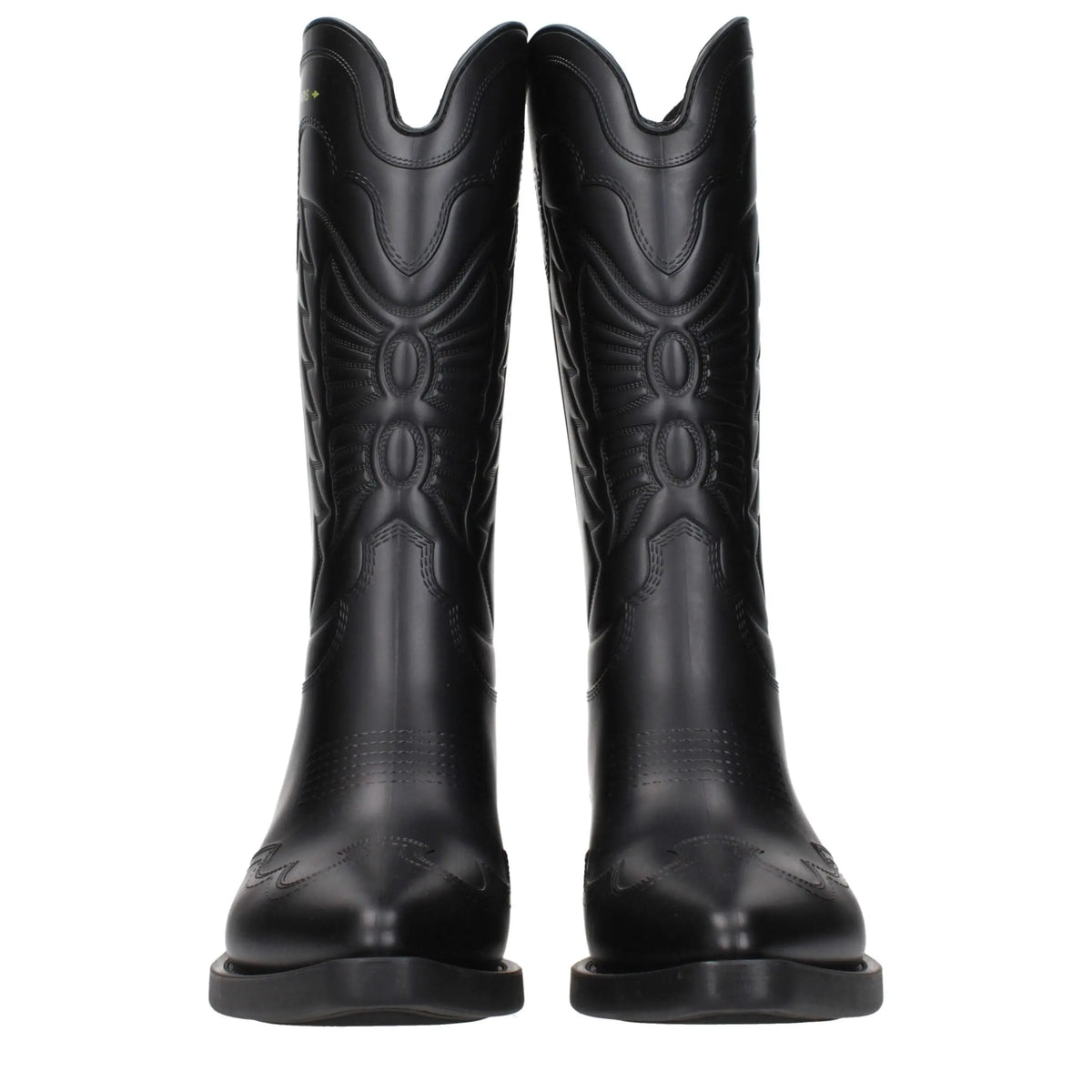 Bottes christian dior en coton noir avec motif brodé et bout carré style cowboy