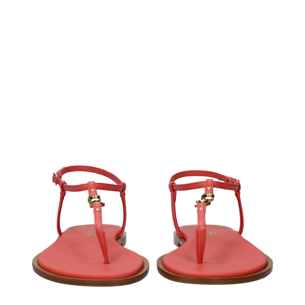 Sandales christian dior roses en cuir avec bride t et boucles chaîne dorée
