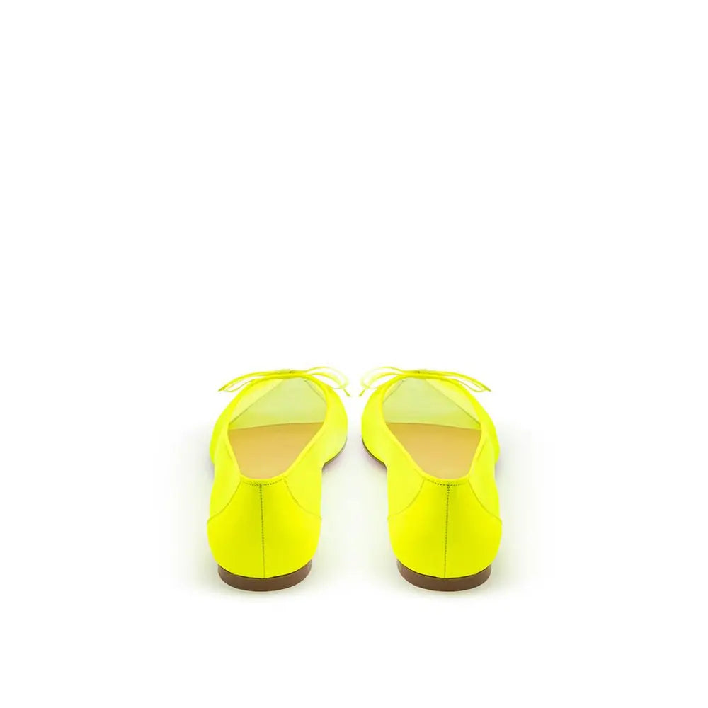 Ballet flats christian louboutin jaunes en satin brillant avec liens ruban assortis