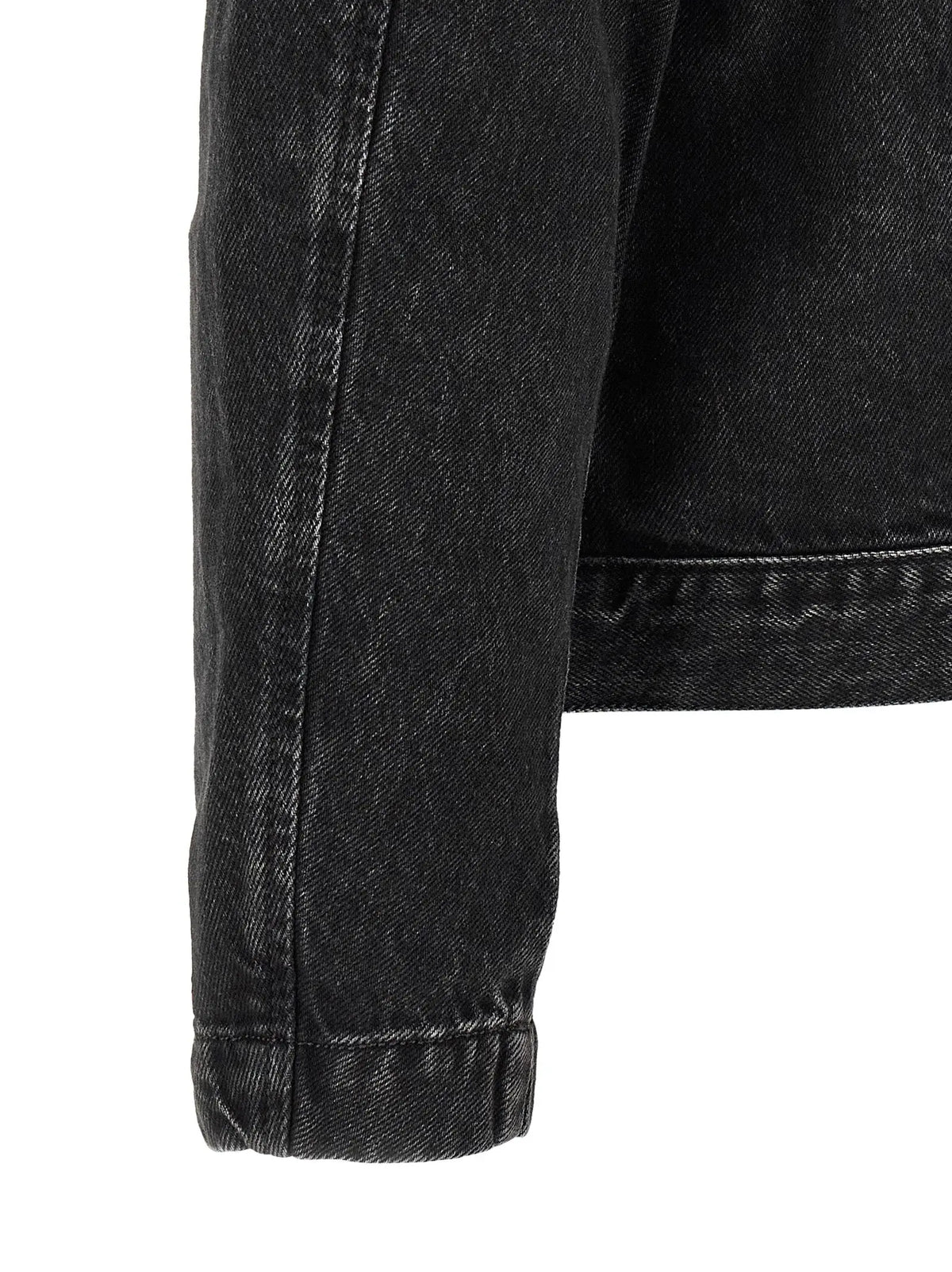 Manche de veste en denim diesel noire en coton avec texture subtilement délavée et coutures renforcées