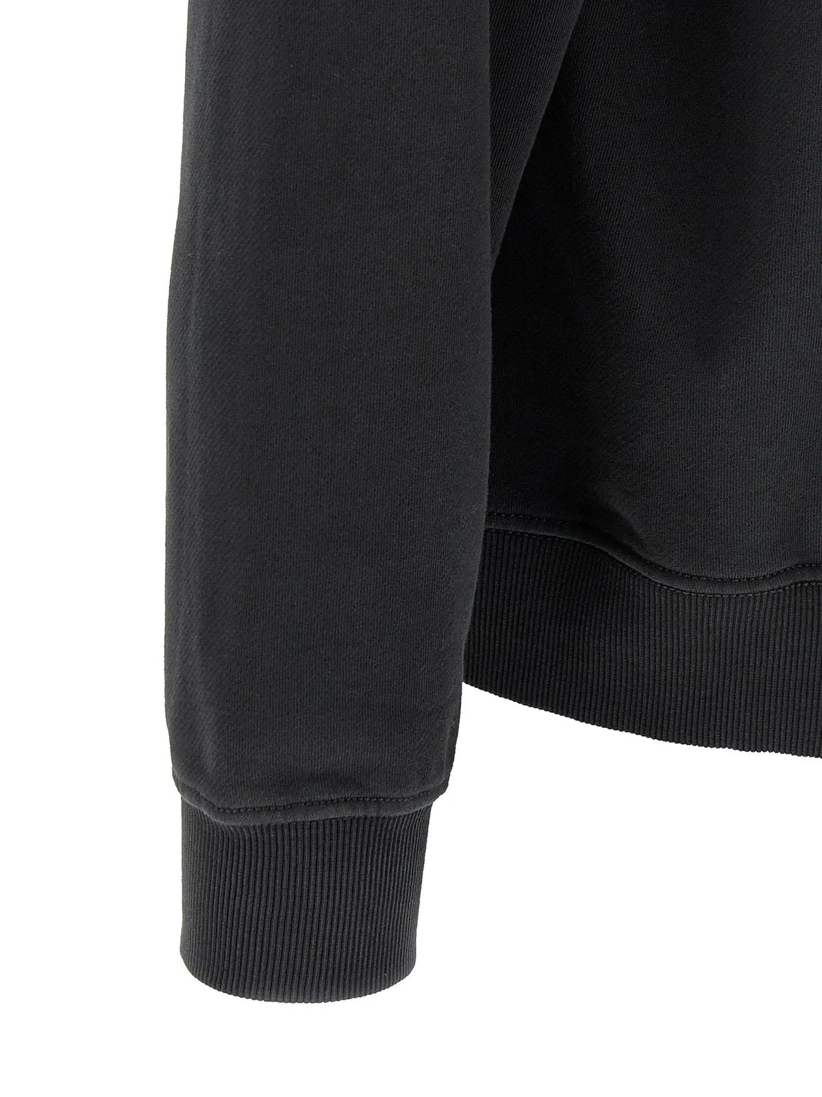 Manchette côtelée noire en maille douce légèrement texturée du sweat en coton diesel noir