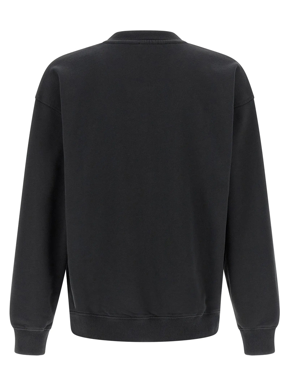 Sweatshirt diesel noir en coton avec col rond et poignets et ourlet côtelés