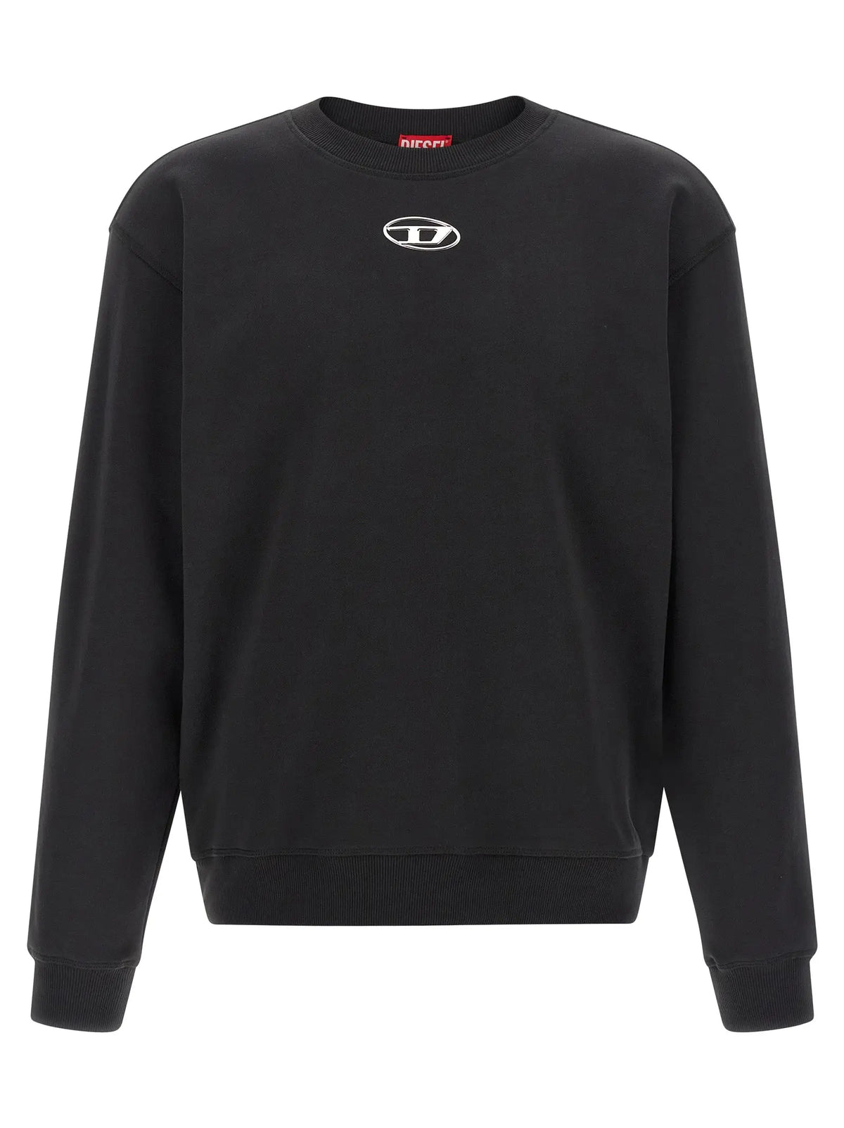 Sweatshirt diesel noir en coton avec logo brodé blanc sur la poitrine