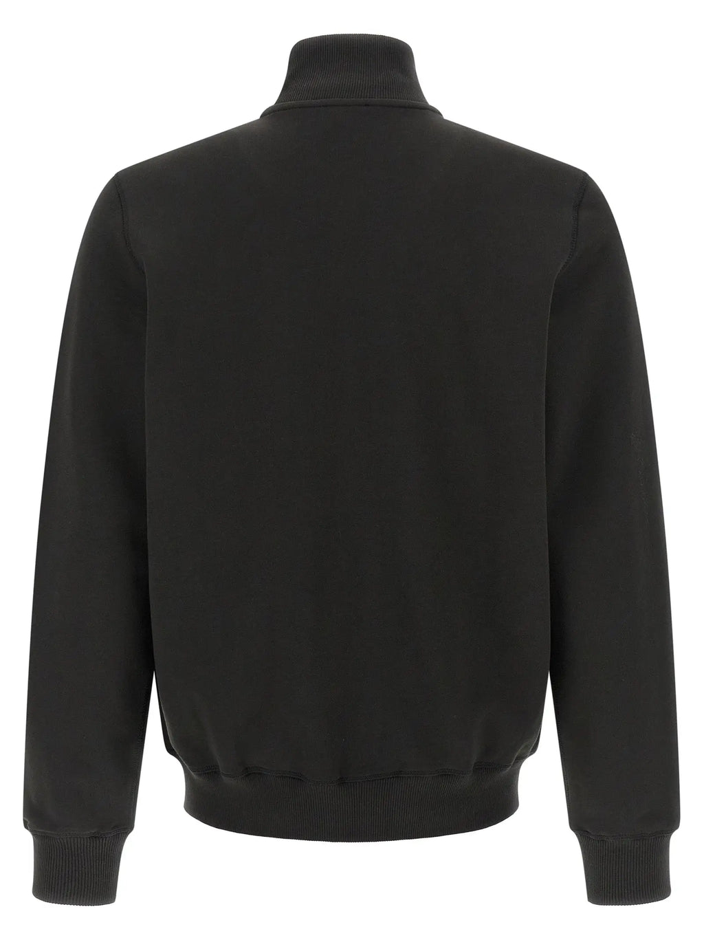 Veste bomber noire en coton diesel avec col roulé et poignets côtelés en sweat-shirt