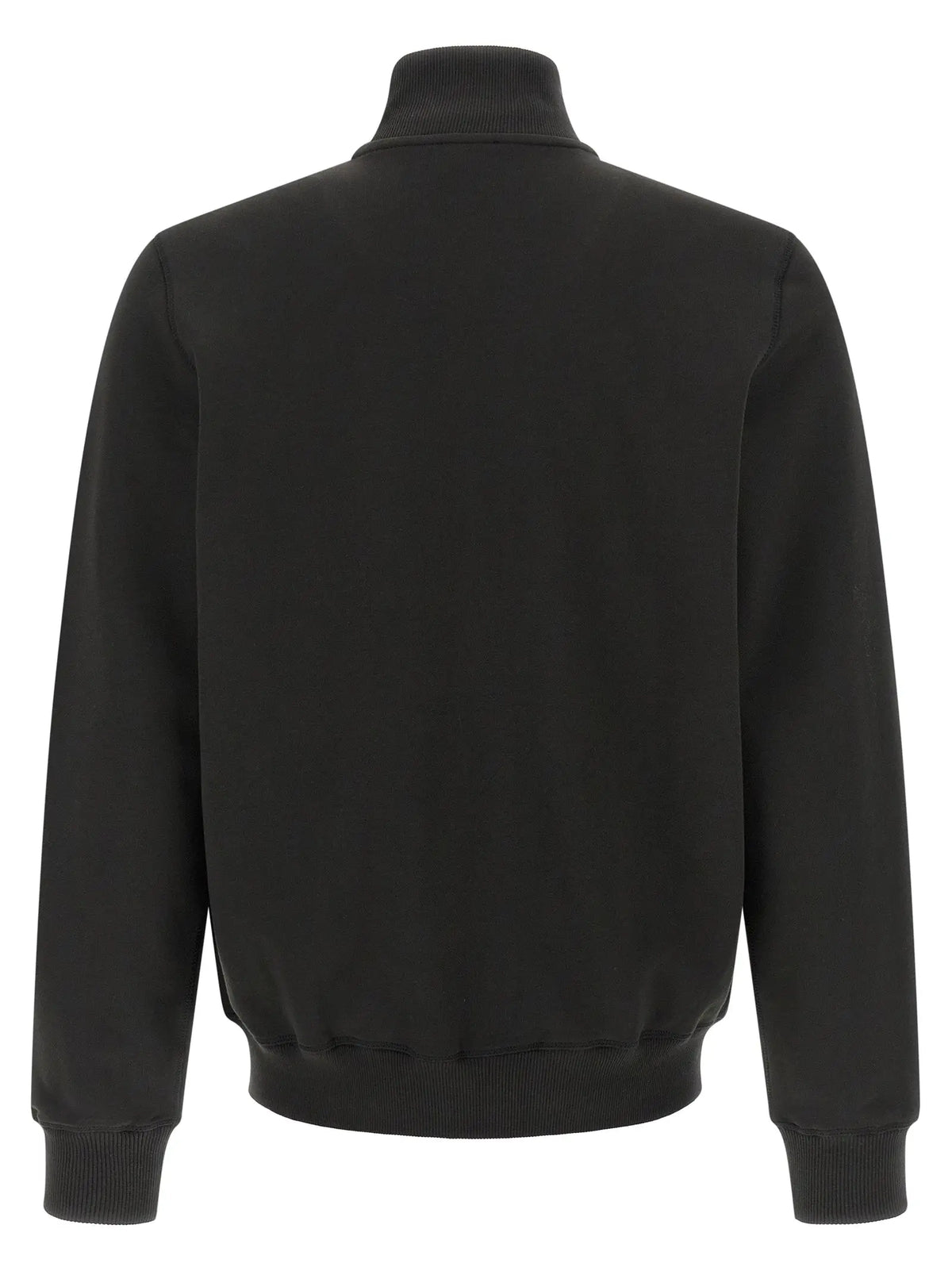 Veste bomber noire en coton diesel avec col roulé et poignets côtelés en sweat-shirt