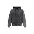 Diesel black sweatshirt en coton gris foncé effet vieilli avec logo noir subtil et cordons assortis